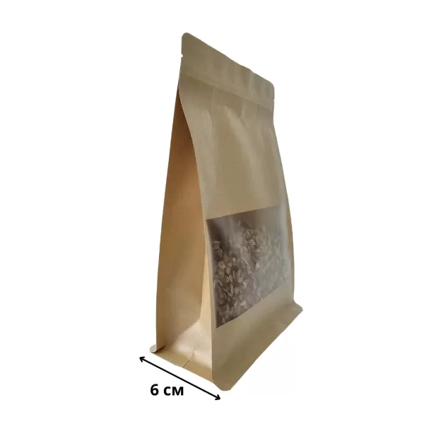 Pungi hartie zip-lock cu ferestruica 120x220 cu pliuri 60 mm