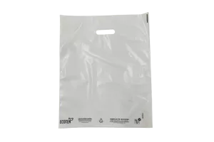 Punga biodegradabila cu maner decupat 39x49 cm