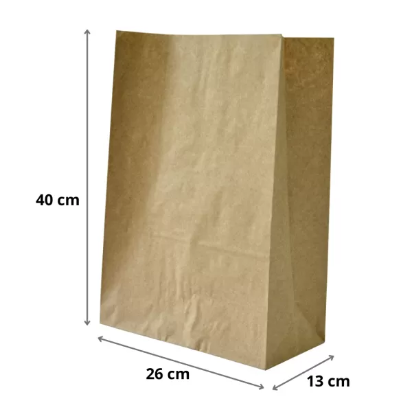 Punga hartie kraft fara maner 26x13x40 cm, cafenie