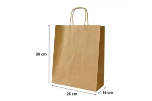 Punga hartie cu maner rasucit 26x14x30 cm, cafenie