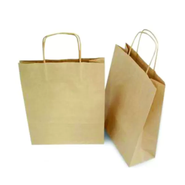 Punga hartie kraft cu maner rasucit 27x12x35 cm, cafenie
