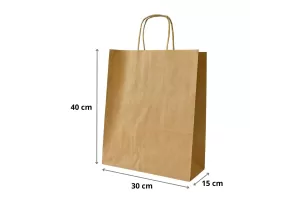 Punga hartie cu maner rasucit 30x15x40 cm, cafenie