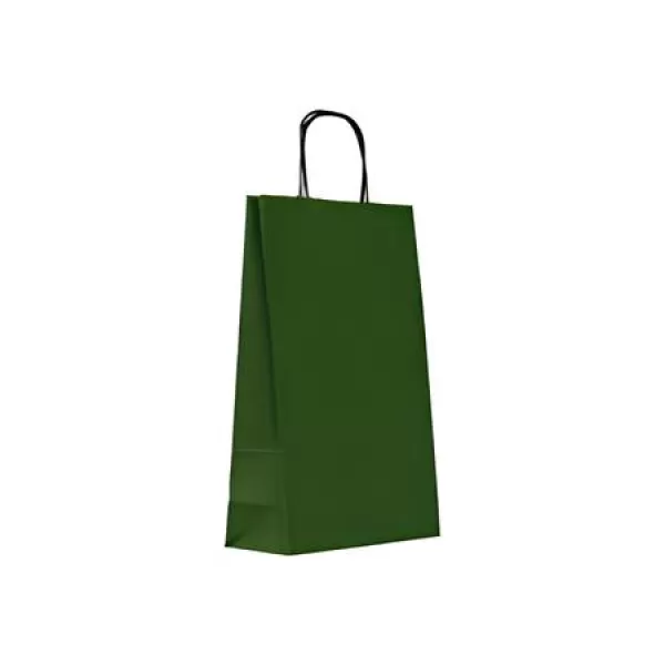 Punga hartie cu maner rasucit 18x8,5x30 cm, verde