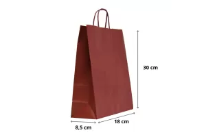 Punga hartie cu maner rasucit 18x8,5x30 cm, bordo