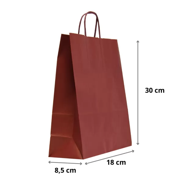 Punga hartie cu maner rasucit 18x8,5x30 cm, bordo