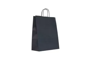 Punga hartie cu maner rasucit 25x11x31 cm, albastra