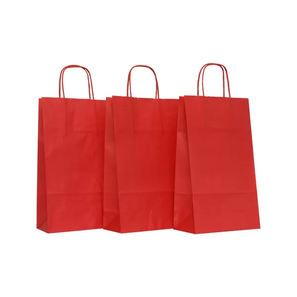 Punga hartie cu maner rasucit 25x11x31 cm, rosie