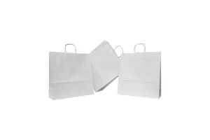 Punga hartie cu maner rasucit 54x14x49 cm, alba