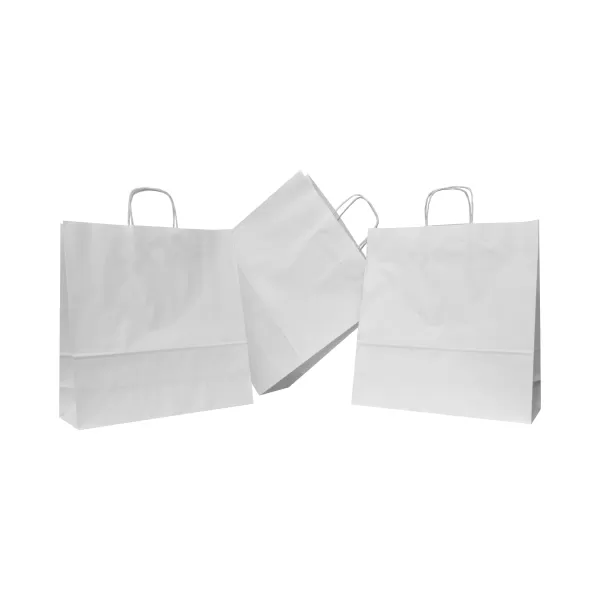 Punga hartie cu maner rasucit 54x14x49 cm, alba