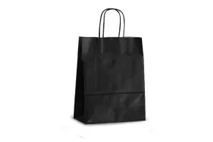 Punga hartie cu maner rasucit 18x8x24 cm, neagra