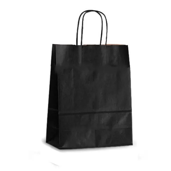 Punga hartie cu maner rasucit 18x8x24 cm, neagra