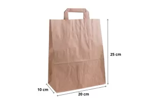Punga hartie kraft cu maner plat 20x10x25 cm, cafenie
