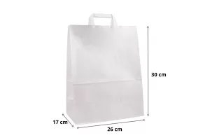 Punga hartie kraft cu maner plat 26x17x30 cm, alba