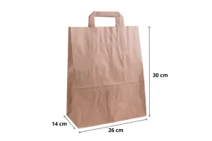 Punga hartie kraft cu maner plat 26x14x30 cm, cafeniu