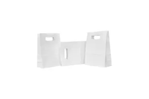 Punga hartie cu maner decupat 18x9x25 cm, alba