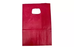 Punga hartie cu maner decupat 14x7x21 cm, rosie