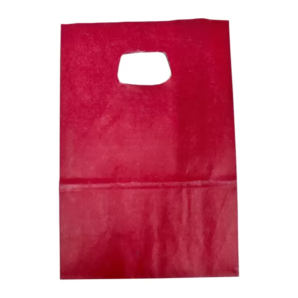 Punga hartie cu maner decupat 14x7x21 cm, rosie