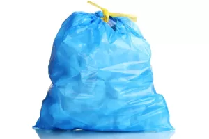 Saci menajeri cu funie 60 L albastre, Standard, 10 pungi/rulou
