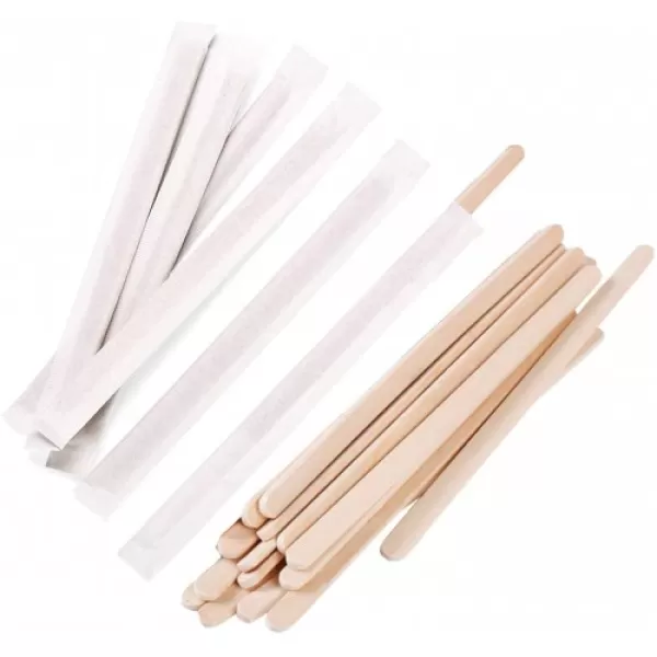 Amestecatoare din lemn 14 cm, ambalate individual