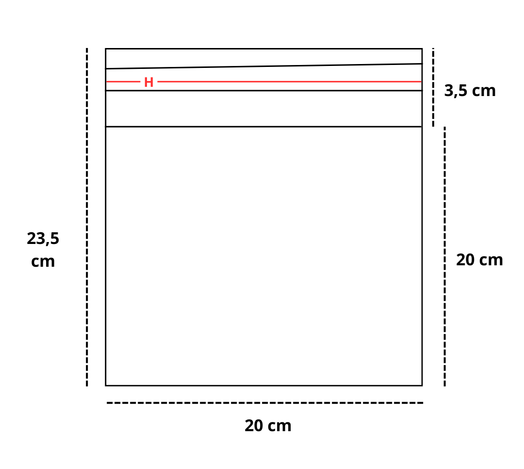 Punga autoadeziva 20x20+3,5 cm pentru ambalare, PP