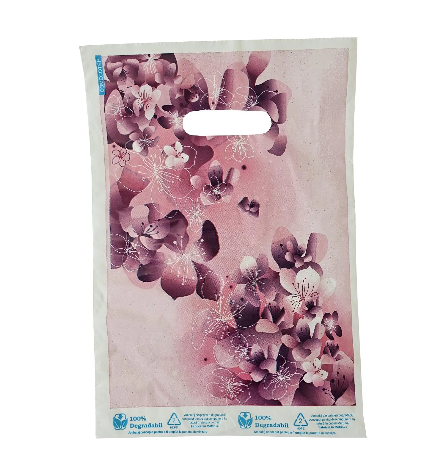 Punga biodegradabila 24x35 cm, cu Flori