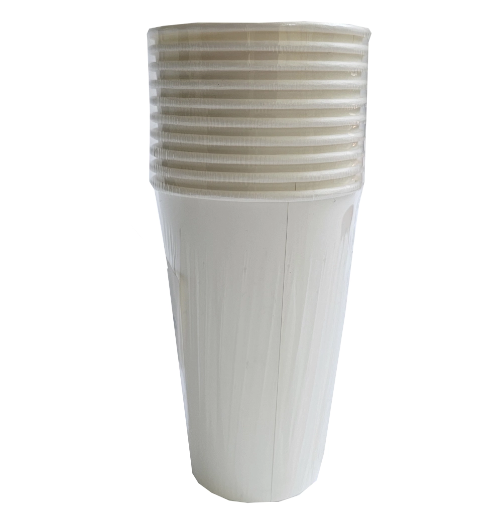 Set 10 pahare din hartie albe, 330 ml