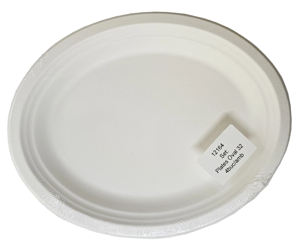 Set farfurii ovale biodegradabile, 235x165 mm, 4 buc/amb