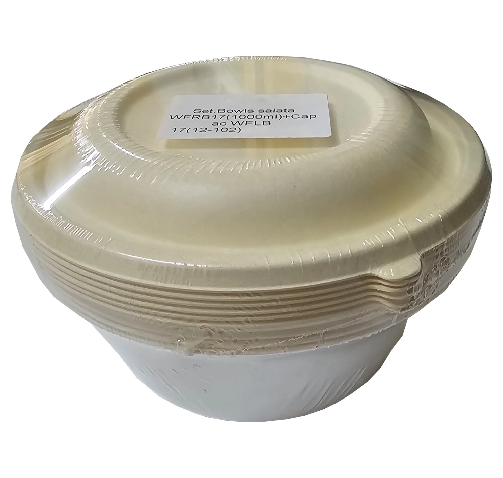 Set bol salat? biodegradabil cu capac, 1000 ml, 4 buc/ambalaj