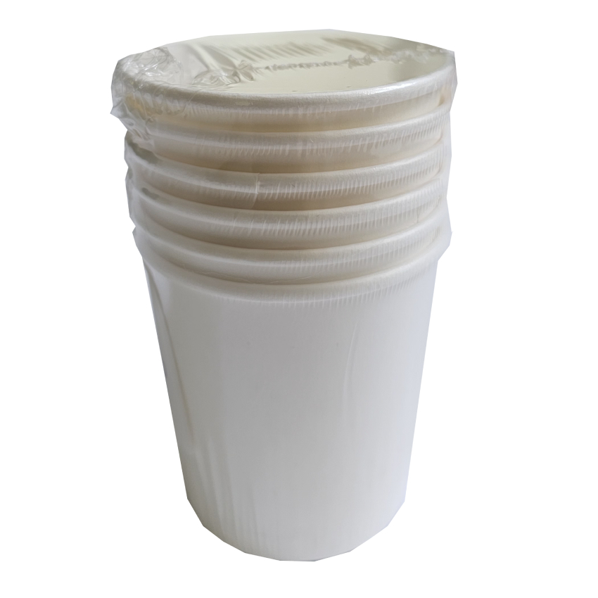 Set 6 pahare din hartie albe, 180 ml