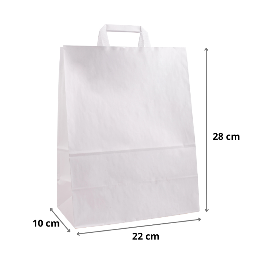 Punga hartie kraft cu maner plat 22x10x28 cm, alba