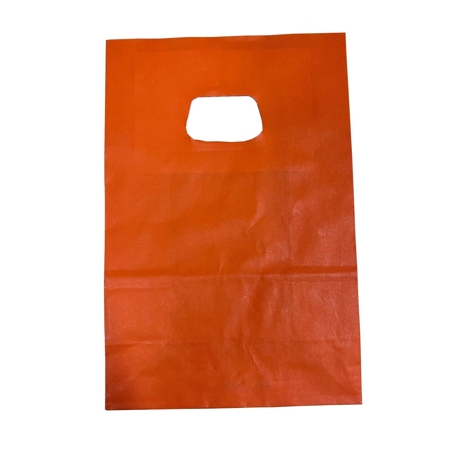 Punga hartie cu maner decupat 14x7x21 cm, portocalie