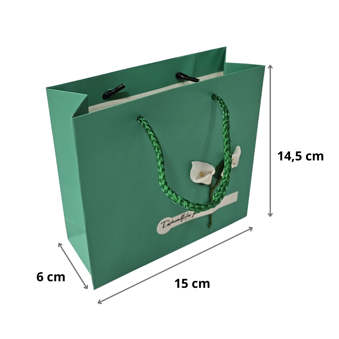 Punga pentru cadou verde, 15x6x14,5 cm