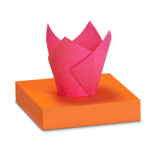 Forme pentru muffins (briose) tip Lalea din hartie, fuchsia, 150x50 mm