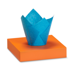 Forme pentru muffins (briose) tip Lalea din hartie, albastre, 110x35 mm