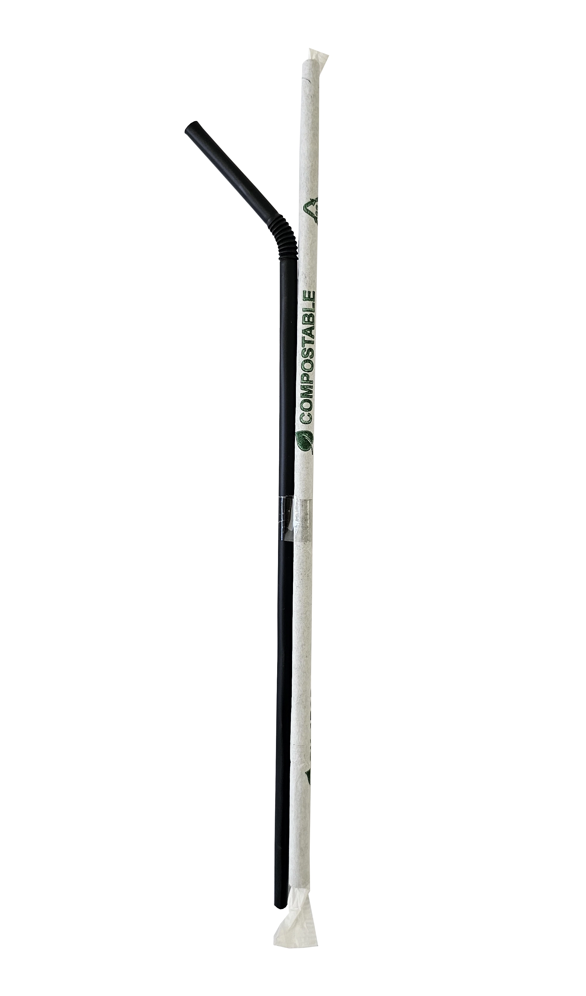 Paie negre bio cu gofra, ambalate individual, 5 mm ? 24 cm
